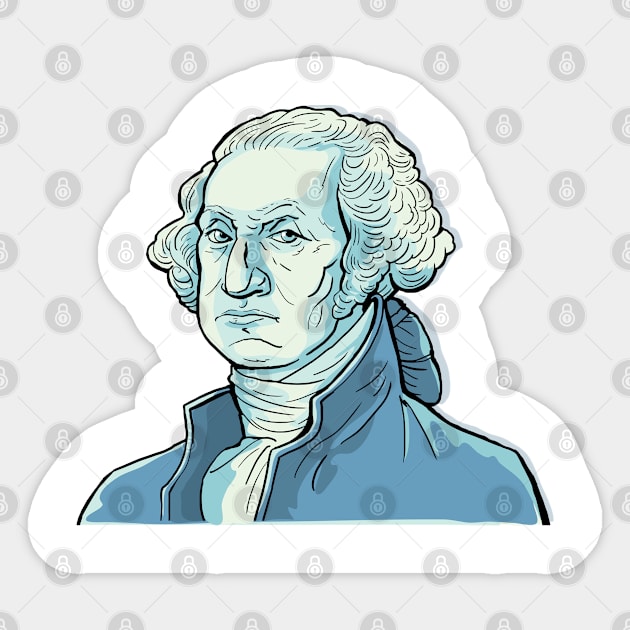 portrait of George Washington in blue tones Sticker by duxpavlic